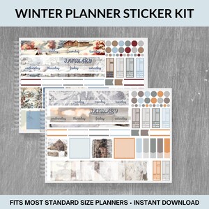WINTER Planner Sticker Kit | Monthly Sticker Kit | January Digital Planner | Printable Monthly Kit | Winter Planner Stickers | Cut Files