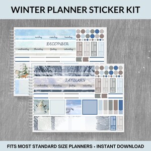 December Planner Sticker Kit | Monthly Sticker Kit | January Digital Planner | Printable Monthly Kit | Winter Planner Stickers | Cut Files