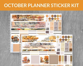 October Watercolor Sticker Kit | Monthly Sticker Kit | Digital Planner | Printable October Monthly Kit | Fall Planner Stickers | Cut Files