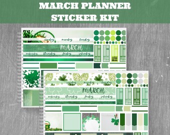 March Sticker Kit | March Monthly Sticker Bundle | Digital Planner Sticker | Printable March Monthly Kit | Lucky Planner Stickers | Gnomes