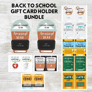 Back to School Gift Card Holder BUNDLE, Shopping Gift Card Holder, Coffee Gift Thank You, Teacher Gift Card Holder, Digital Download