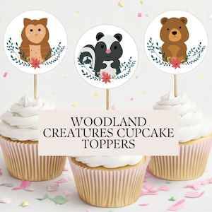 PRINTABLE Woodland Animal Creatures Woodland Cutouts Woodland Cake Topper Baby Shower Birthday Decorations NOT Editable US Letter Size