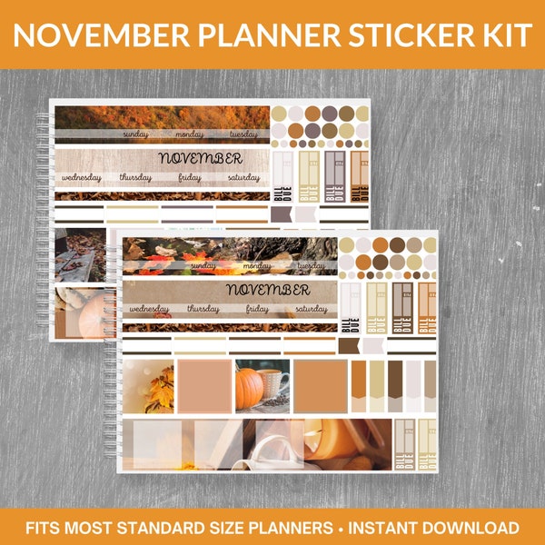Planner Sticker Kit | November Monthly Sticker Kit | Digital Planner | Printable November Monthly Kit | Fall Planner Stickers | Give Thanks