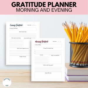 Daily Gratitude Journal Printable Template, Thankfulness Journal, Gratitude Diary, Daily Gratitude Log, Morning/Evening Instant Download