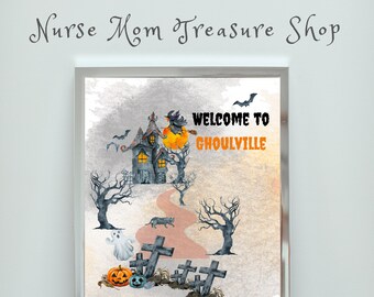 Halloween-tryck, Halloween-affisch, Halloween-dekor, höstdekor, Halloween-festskylt, häxutskrivbar, Halloween-häxutskrifter, väggkonst, heminredning