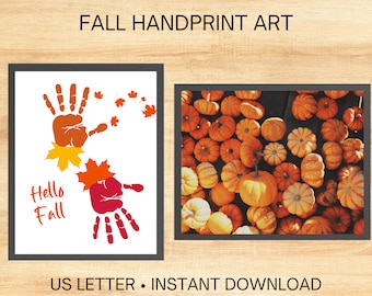 FALL Handprint Craft Bundle, Fall Printable Gift, Daycare Preschool Activity, DIY Memory Decor, Autumn Baby Art and Keepsake