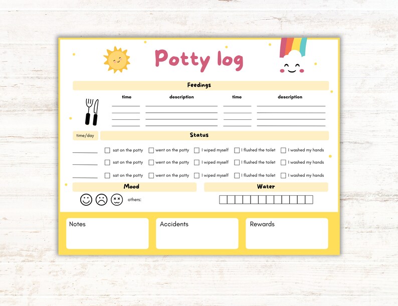 Toddler toilet training printable potty training chart potty