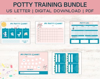 Toddler Toilet Training | Printable Potty Training Chart | Potty Training Stickers | Instant Digital Download | Potty Training Rewards