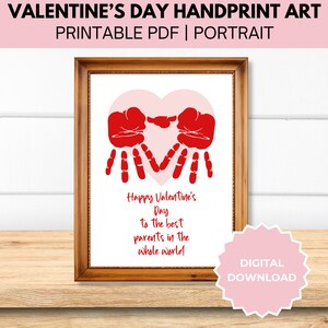 Valentine&#39;s Day Handprint Craft | Baby | Preschool Activity | Handprint Art | Digital Print | Love Mom, Grandma, Dad Keepsake Printable