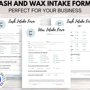 Beauty Salon Forms | Lash Tech Consultation Form | Editable Wax and Lash Consent Template | Client Intake Form | Eyelash Extension Forms