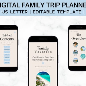 Family Travel Planner | Packing List | Trip Itinerary Template | Trip Itinerary Planner | Family Trip | Road Trip Itinerary | Canva Template