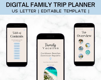 Family Travel Planner | Packing List | Trip Itinerary Template | Trip Itinerary Planner | Family Trip | Road Trip Itinerary | Canva Template