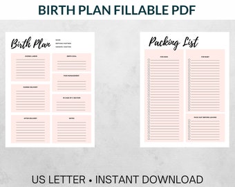 Birth Plan Template, Printable Birth Preferences, Birthing Plan Checklist, Pregnancy Planner, Natural Birth, Doula Plan, Simple