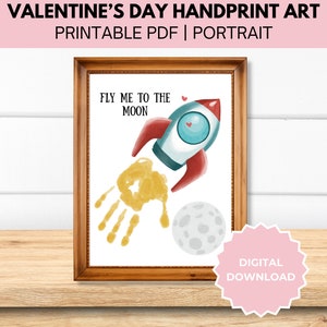 Valentine&#39;s Day Handprint Craft, Baby, Preschool Activity, Handprint Art, Rockets, Love Mom, Grandma, Dad Keepsake Footprint Printable