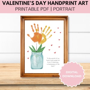 Valentine&#39;s Day Handprint Craft, Baby, Toddler, Preschool Activity, Handprint Art, Digital, Love Momma, Grandma, Dad Keepsake Printable