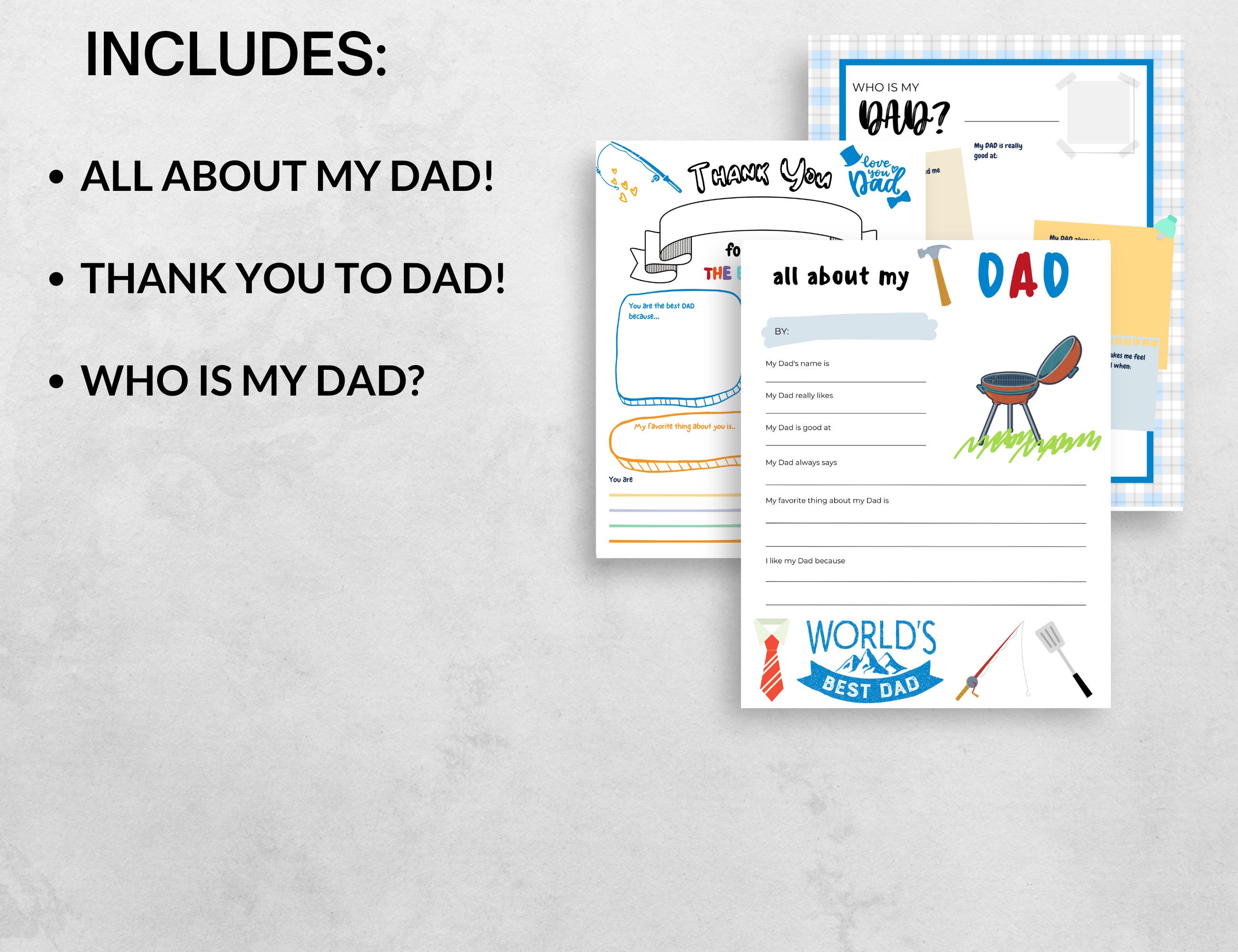 All About My Dad Printable | Personalized Gift for Dad |bonus Dad Gift ...