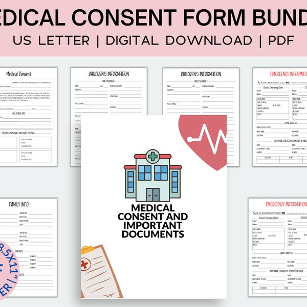 Caregiver Child Medical Consent Form, In Case of Emergency Medical Form, Childcare Planner, Babysitter Information, Printable Medical Form