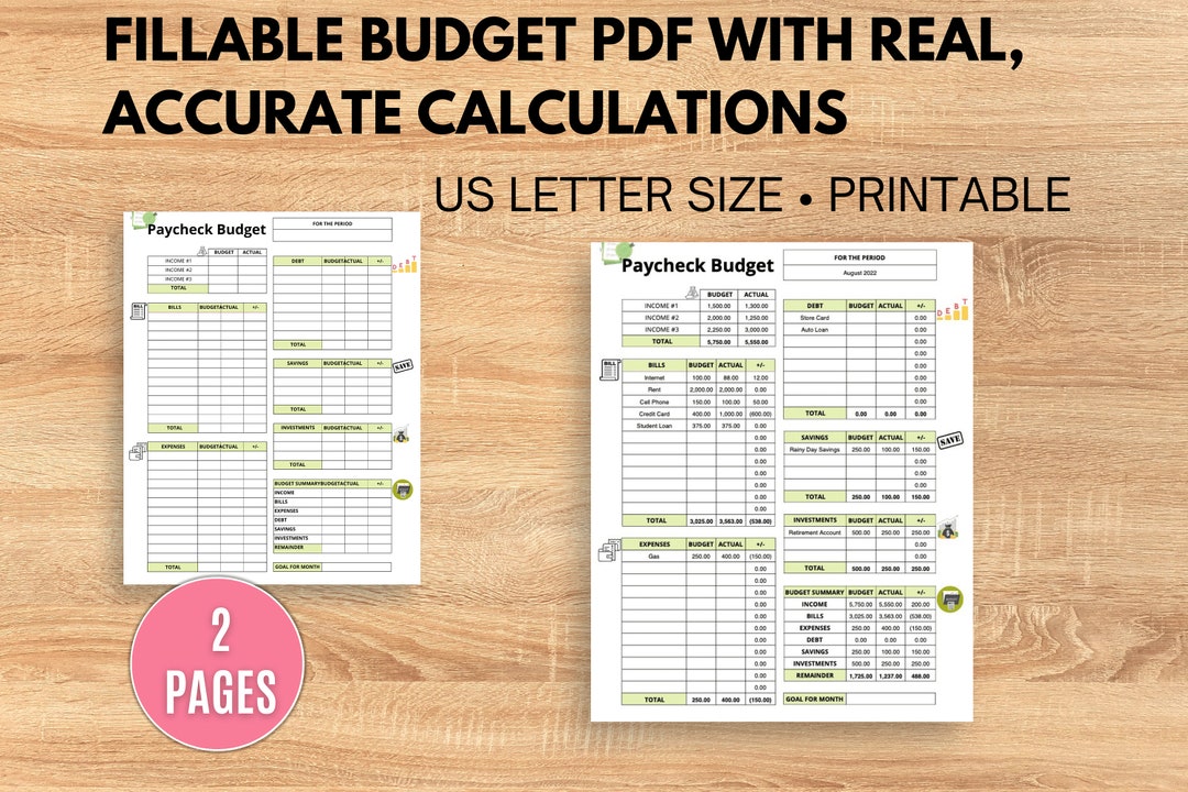 Fillible Budget.pdf Monthly Budget Tracker | PDF File | US Letter | Paycheck Tracker ...