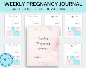 Imprimable semaine par semaine | Journal de grossesse | Agenda hebdomadaire | Bracelet de suivi Bump to Baby | Kit femme enceinte