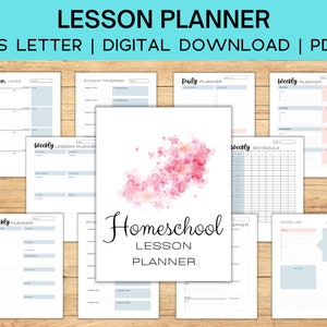 Printable Homeschool Lesson Organizer | Academic Planner | Subject Planner | Homeschool Daily Lessons | Lesson Planner