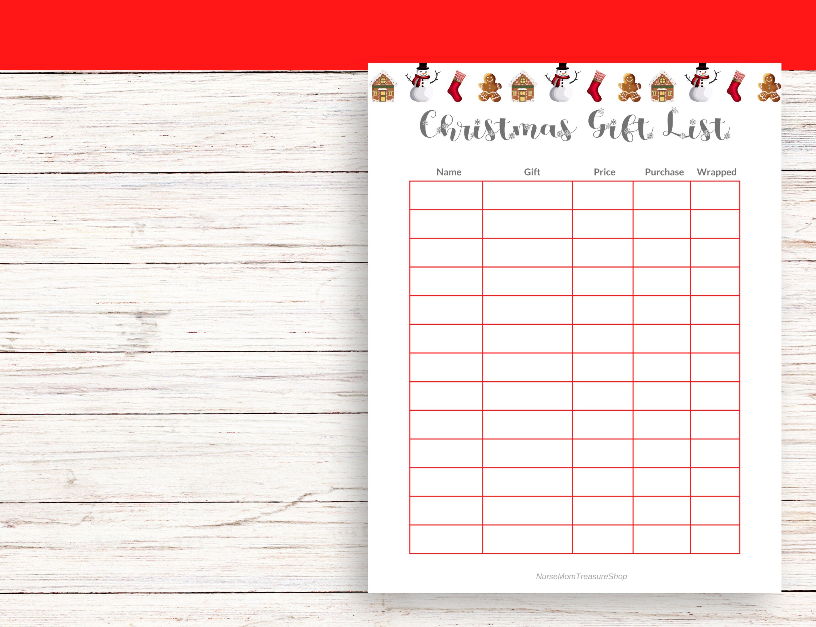Christmas Gift List Printable Fillable Editable PDF Christmas Planner Christmas Gift List Printable Fillable Editable PDF Christmas Planner