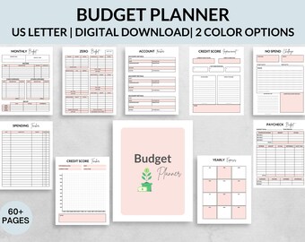 Kit de planificador de presupuesto imprimible con más de 60 páginas Plantilla de presupuesto semanal - Presupuesto financiero - Seguimiento de finanzas - Presupuesto mensual y más