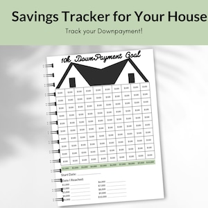 10k Savings Tracker, Instant Download, Printable, Downpayment Goal, New House Tracker, 10,000 House Tracker Planner, 8.5 x 11 PDF