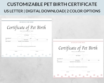Breeder | Pet Birth Certificate | Dog Certificate | New Pet | Pet Certificate, Cat Birth Certificate | Pet Owner, Pet Mom, Pet Dad