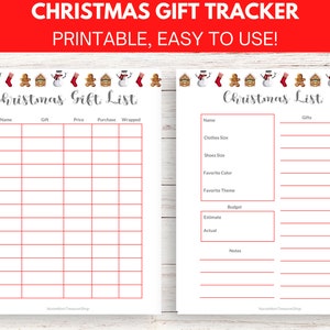 Weihnachtsgeschenk Liste Printable | Befüllbar | Bearbeitbares PDF | Weihnachts-Planer Printable | Weihnachten Geschenk Tracker Vorlage |