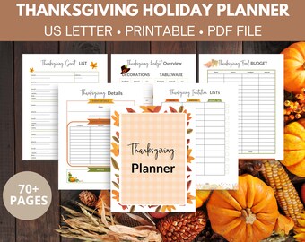 Thanksgiving Planner Printable, Festive Leaves Holiday Season Organization Binder, Holiday Meal Planner, Thanksgiving Planning To Do List