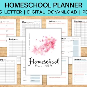 Planejador de ensino doméstico para impressão | Planejador Acadêmico | Planejador sem data | Planejador Escolar | Programação diária do ensino em casa | Planejador de aula