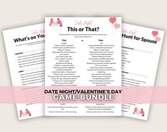 Jeu Imprimable Date Night | Saint-Valentin |  Jeu de société | Quiz en couple | Cartes de visite imprimables | Apprenez à connaître votre conjoint