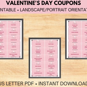 30 Valentine&#39;s Coupons - 10 Blank Customizable - Love Coupons - Valentine&#39;s Gift for Him or Her
