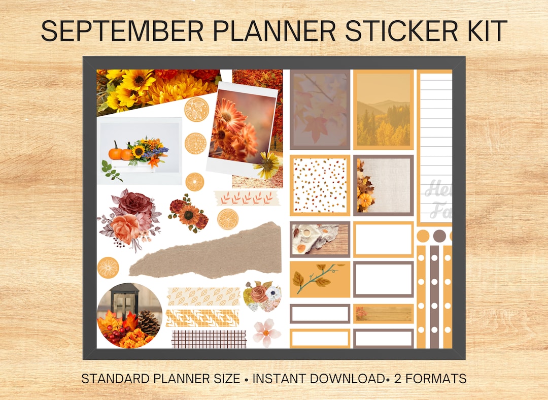Fall Planner Stickers | Monthly Vertical Photo Kit (PNG, PDF) - Etsy