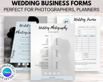 Wedding Business Forms | Wedding Photography Pricing Template | Wedding Pricing Guide List | Photographer Price Guide | Canva Template
