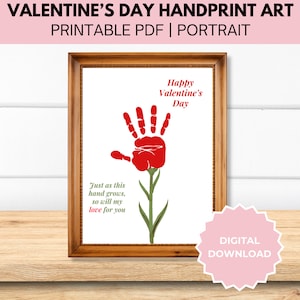 Valentine&#39;s Day Handprint Craft | Baby | Preschool Activity | Handprint Art | Digital Print | Love Mom, Grandma, Dad Keepsake Printable