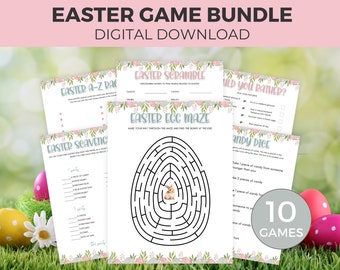Easter Printable Games for Kids and Adults, Easter Party Games, Easter Scavenger Hunt, Easter Party Bundle, Easter Trivia Family School