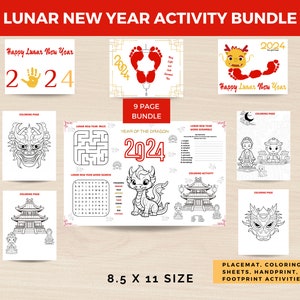 Lunar New Year Children&#39;s Activity Bundle | Year of the Dragon Coloring Pages | Printable Chinese New Year Classroom Activities & Games PDF