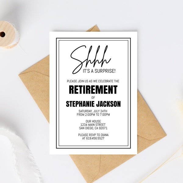 Boho Retirement Party Invitation, Minimal Retirement Celebration Invite, Modern Editable Digital Retirement Invite, Instant Download, Corjl