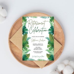 Tropical Retirement Invitation Template, Hawaiian Retirement Party Invitation, Modern Retirement Party Invite, Instant Download Corjl DIY
