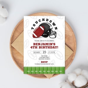 Football Birthday Invitation Template Game Time Birthday Invite American Boy Sport Kids Kick Off Party, ANY AGE, Instant Download, Corjl DIY