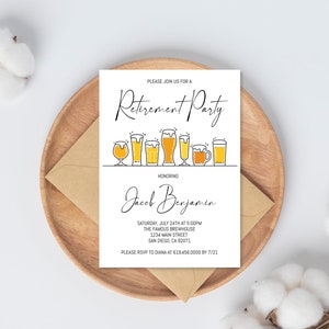 Beer Retirement Invitation Template, Beer Retirement Invitation, Beer Retirement Party Invitation for Men Women, Instant Download Corjl DIY