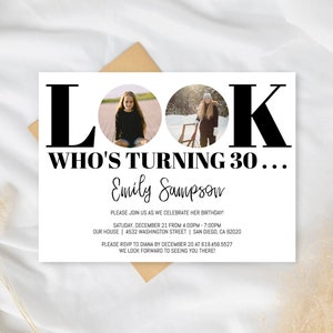 Minimalist Birthday Invitations for Men Women, Modern Birthday Invite, Photo Simple Birthday Invitation Template/ANY AGE/Instant Download