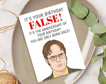 Biglietto d'auguri con download istantaneo / Biglietto d'auguri PDF / Stampa a casa / Compleanno divertente in ufficio / Stampabile / Dwight Schrute / Biglietto d'ufficio