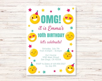 Editable Emoji Birthday Invitations for Boys/Girls/Kids, Emoji Invitation Template , Printable Emoji Invitation, Emoji Party Invite, Corjl