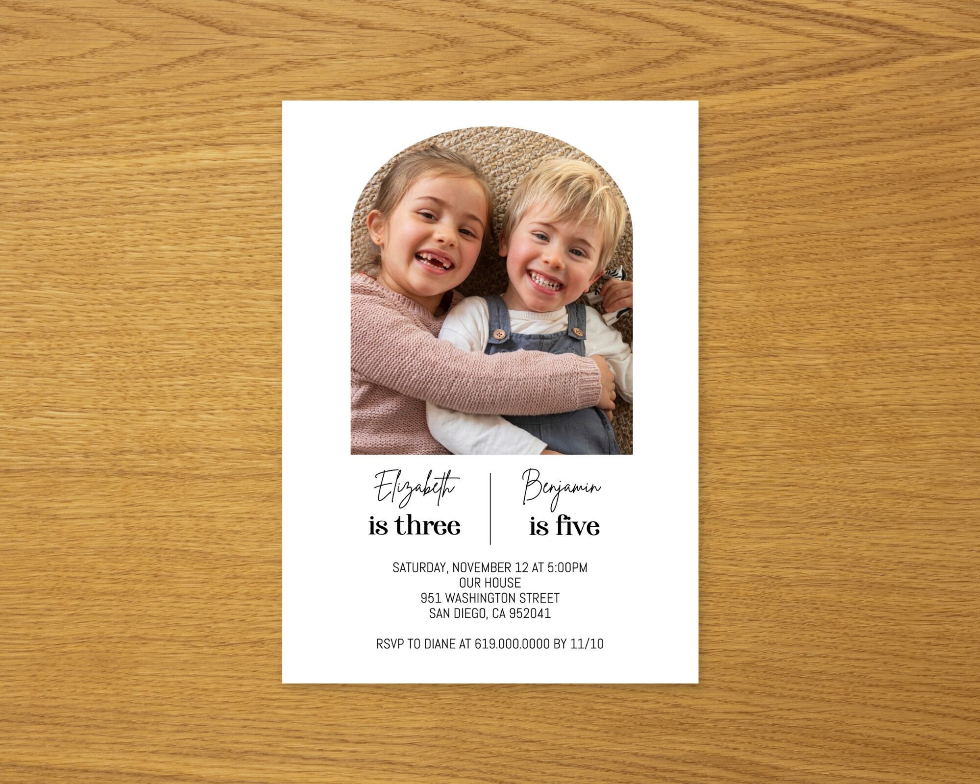 Joint Birthday Party Invitation Template, Minimalist Sibling Birthday