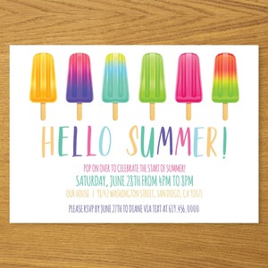 Popsicle Party Invitation Template, Ice cream Invitation, Summer Party, Last Day of School, Neighborhood Party, Birthday Party, Hello Summer