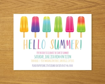 Popsicle Party Invitation Template, Ice cream Invitation, Summer Party, Last Day of School, Neighborhood Party, Birthday Party, Hello Summer