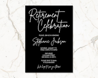 Simple Retirement Party Invitation Template, Minimal Retirement Celebration Invitation, Modern Retirement Party Invite, Instant Download DIY