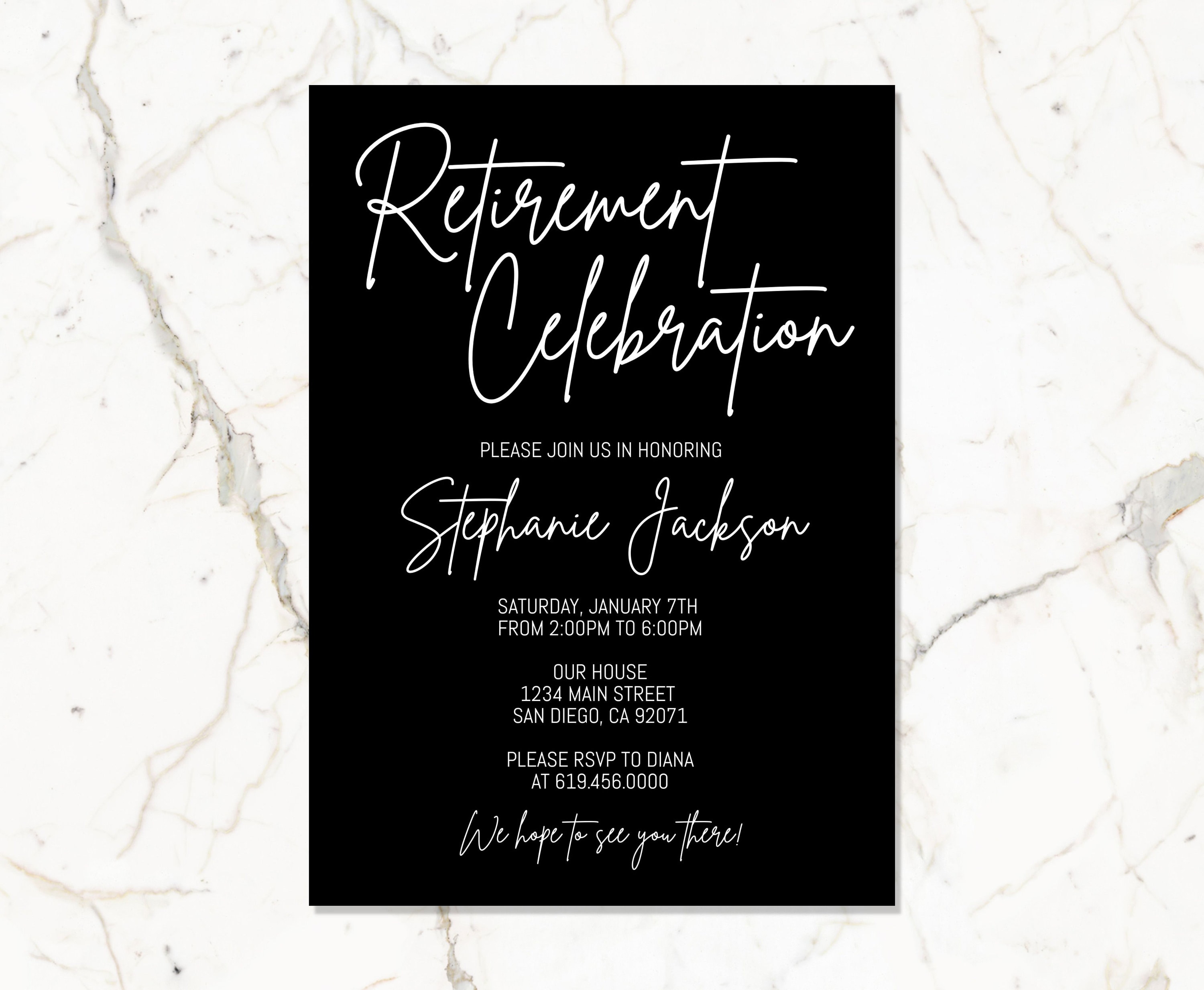 Simple Retirement Party Invitation Template, Minimal Retirement